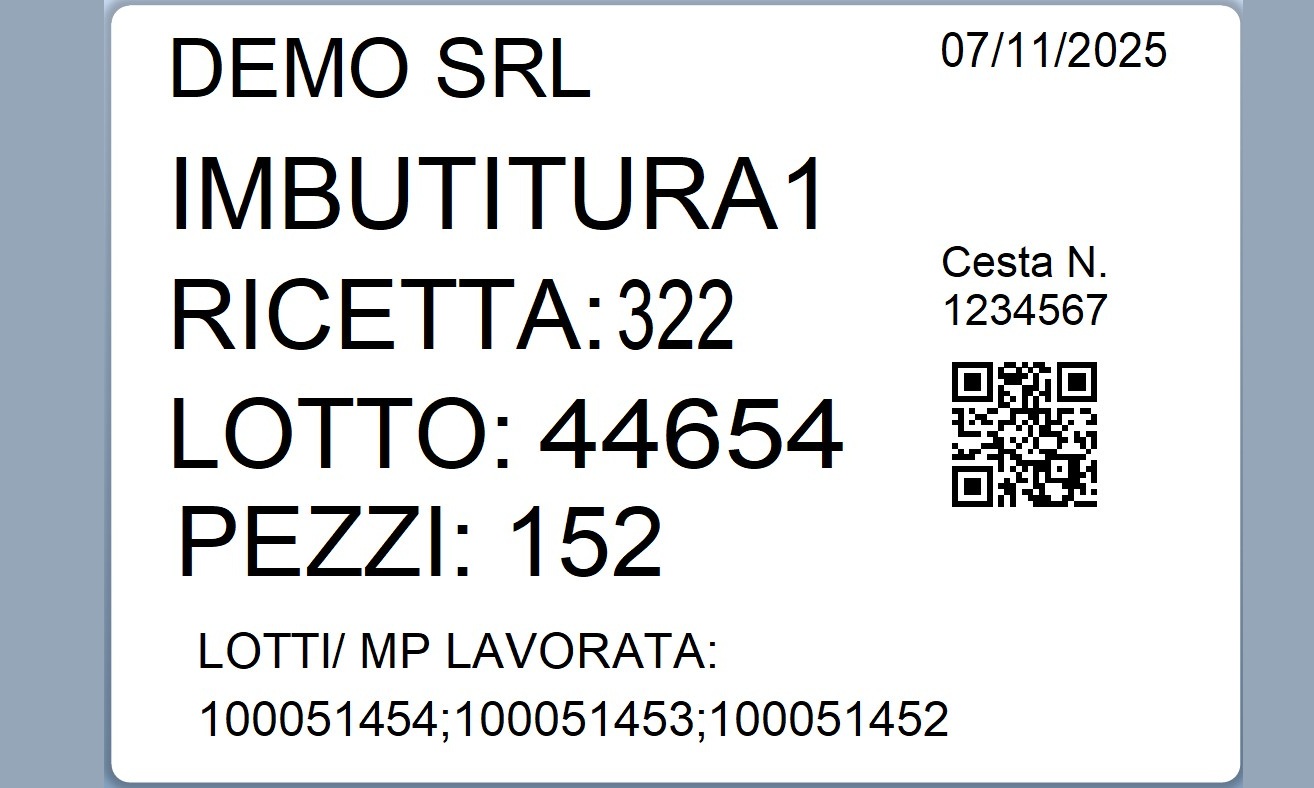 Esempio di etichetta generata da LinkMachine